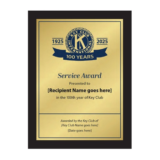 [KEY-8015] Key Club Centennial Service Plaque