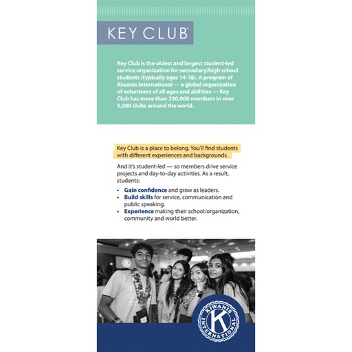 [KEY-1171] Key Club Promo Rack Cards (25 Pack)